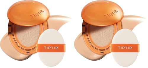 [*Mini Size*] TIRTIR Mask Fit Ai Filter Cushion Foundation | AI-Like Semi-Matte Finish - Up to 72-Hour Medium to Full Coverage Korean BB Cushion Make up Beauty, #21N Ivory, 0.15 Fl Oz
