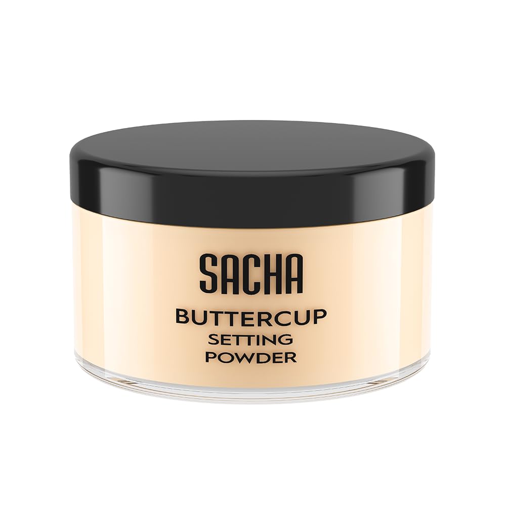 Sacha Buttercup Setting Powder – Medium to Deep Skin Tones Translucent Loose Face Powder, Flashback-Resistant, Oil Control, Long-Wear Matte Finish (1.75 oz)