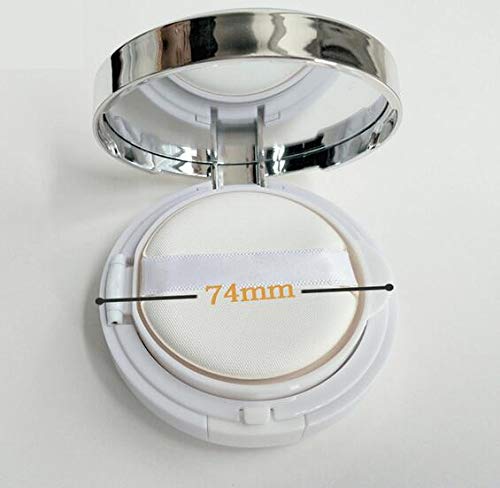 White Empty Luxurious Portable Air Cushion Puff Box BB Cream Container Dressing Case Powder Box with Air Cushion Sponge Powder Puff and Mirror(15ml,0.5oz)