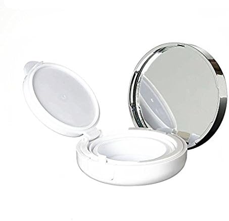 15g 0.5oz Empty Luxurious White Silver Edge Portable Air Cushion Puff Box BB Cream Container Dressing Case with Powder Puff and Mirror