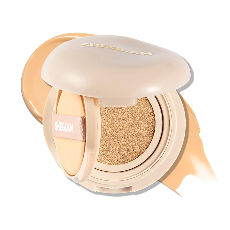 SHEGLAM Lock & Go Long-Lasting Cushion Foundation Soft Matte Weightless Waterproof for Flawless Base Makeup-Sand