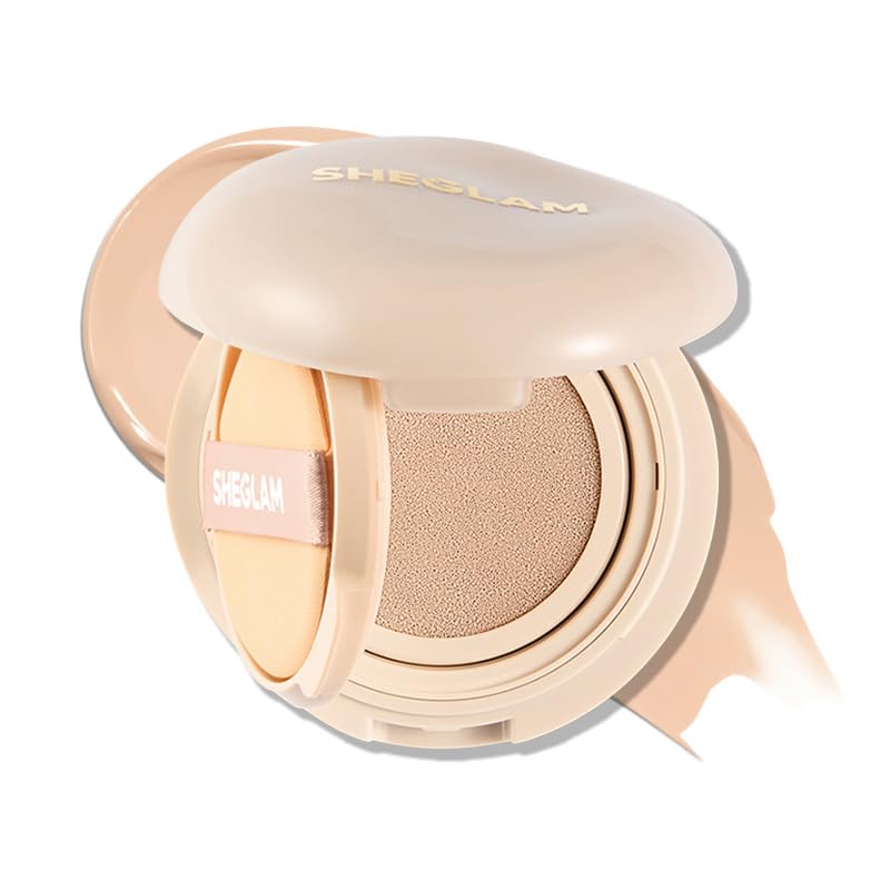 SHEGLAM Lock & Go Long-Lasting Cushion Foundation Soft Matte Weightless Waterproof for Flawless Base Makeup-Sand