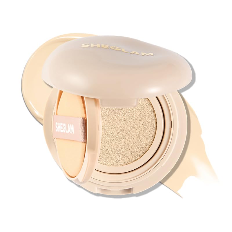 SHEGLAM Lock & Go Long-Lasting Cushion Foundation Soft Matte Weightless Waterproof for Flawless Base Makeup-Sand