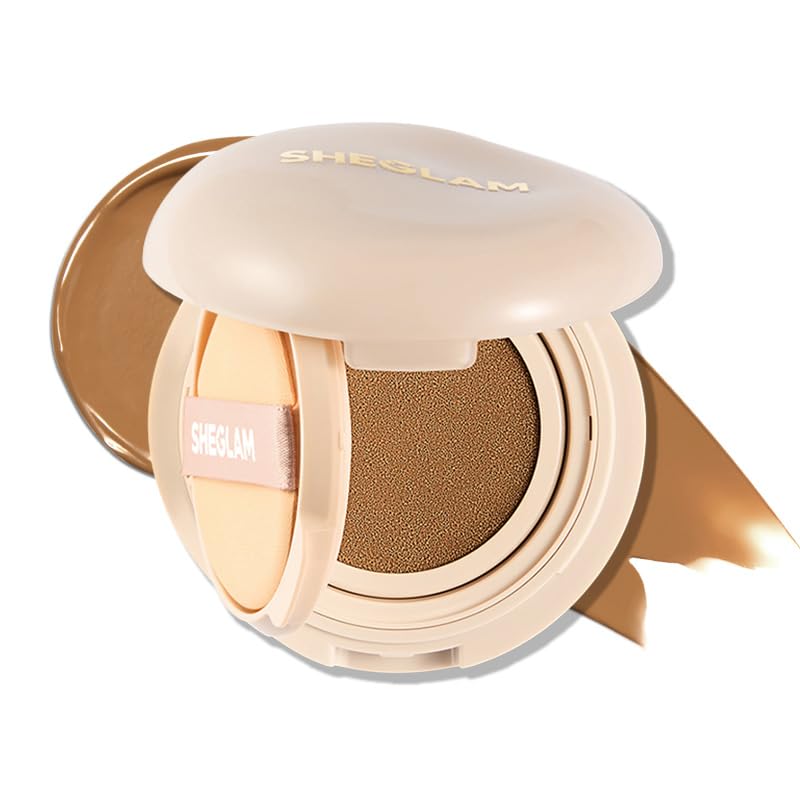 SHEGLAM Lock & Go Long-Lasting Cushion Foundation Soft Matte Weightless Waterproof for Flawless Base Makeup-Sand