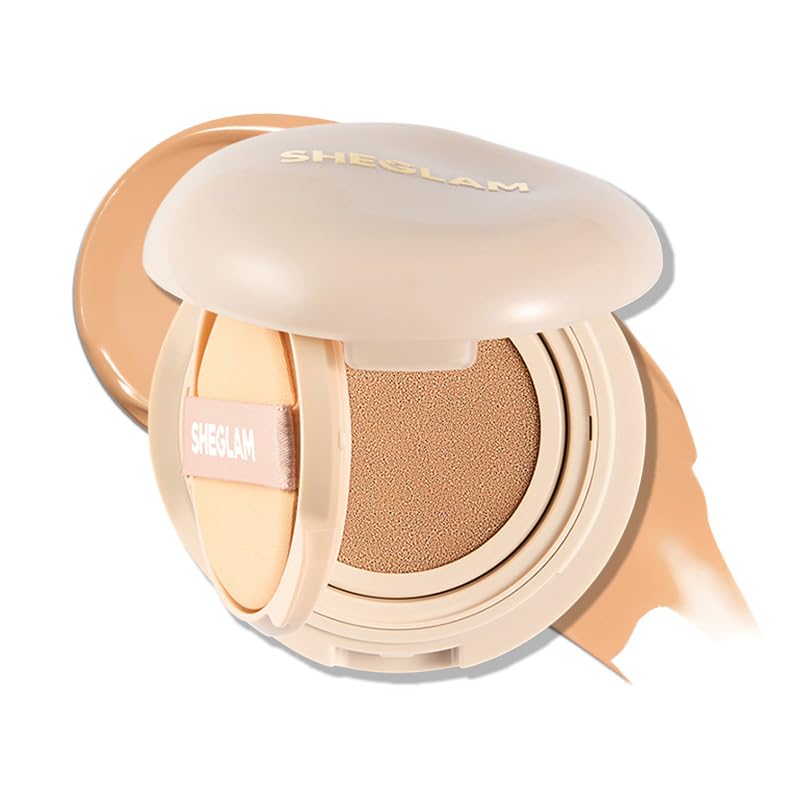 SHEGLAM Lock & Go Long-Lasting Cushion Foundation Soft Matte Weightless Waterproof for Flawless Base Makeup-Sand