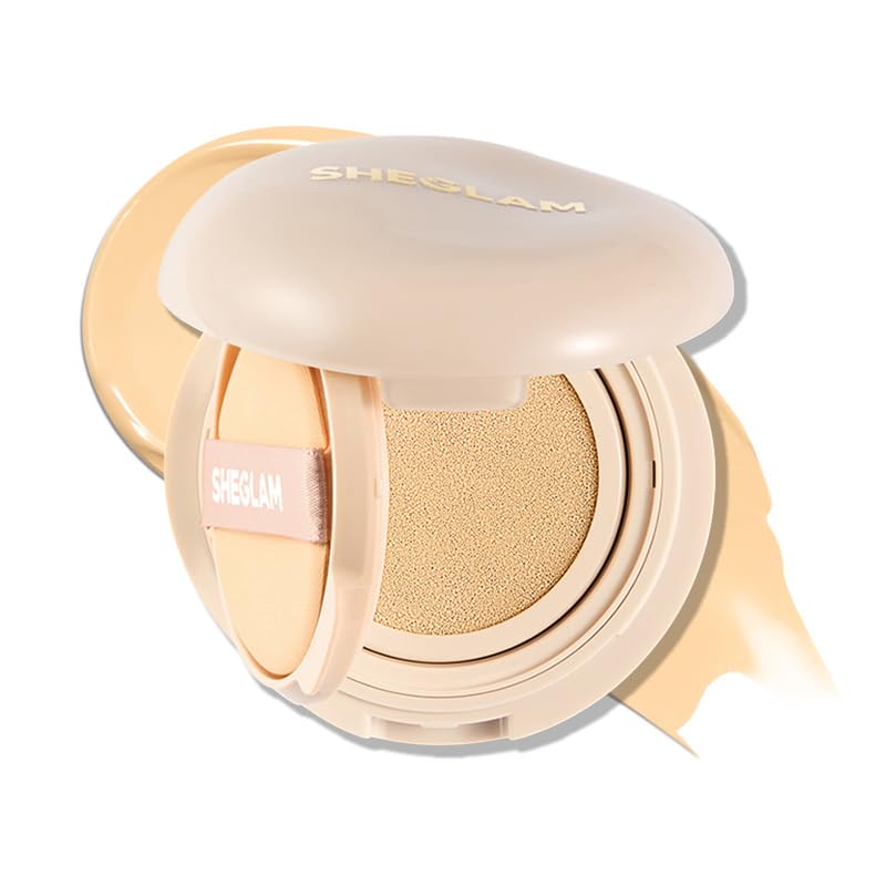 SHEGLAM Lock & Go Long-Lasting Cushion Foundation Soft Matte Weightless Waterproof for Flawless Base Makeup-Sand