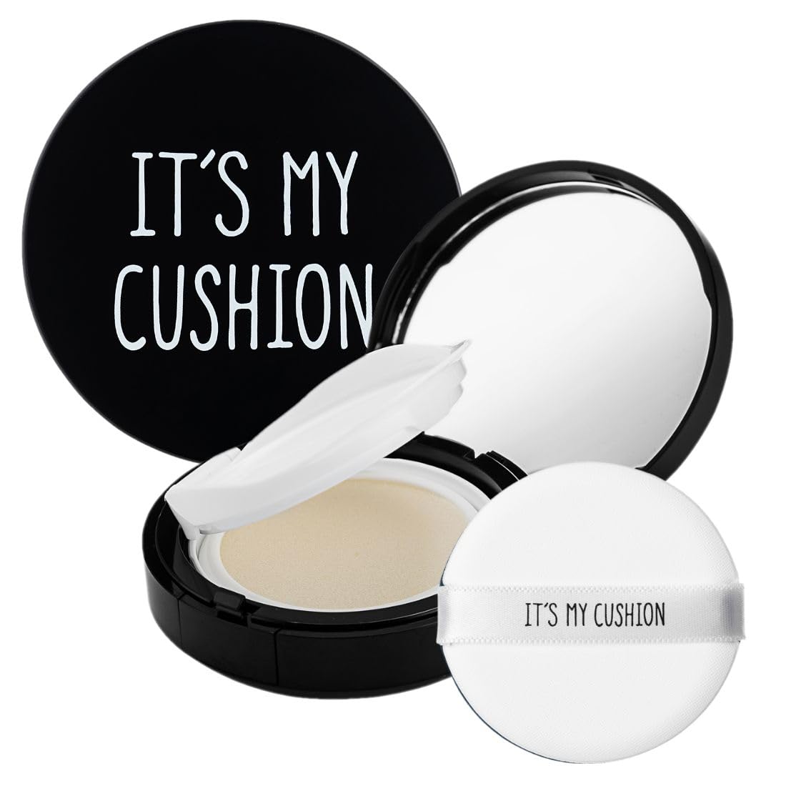 IT'S MY CUSHION Empty Cushion Foundation Compact Case DIY Makeup Portable Refillable Cosmetic Container with Air Puff and Sponge Internal case Mirror BB CC Sun Cream Make Your Own Cosmetic