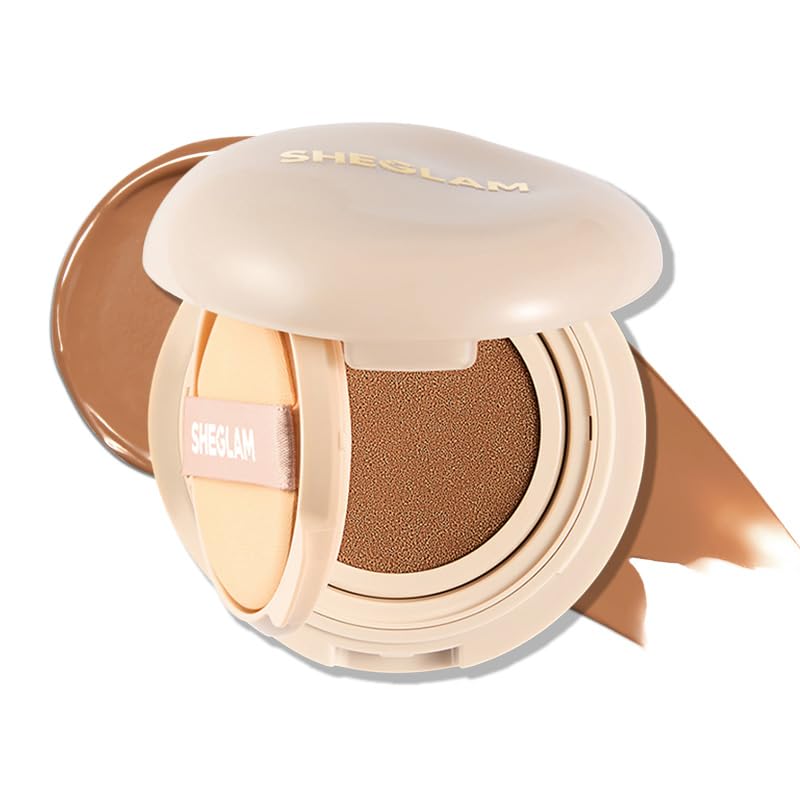 SHEGLAM Lock & Go Long-Lasting Cushion Foundation Soft Matte Weightless Waterproof for Flawless Base Makeup-Sand
