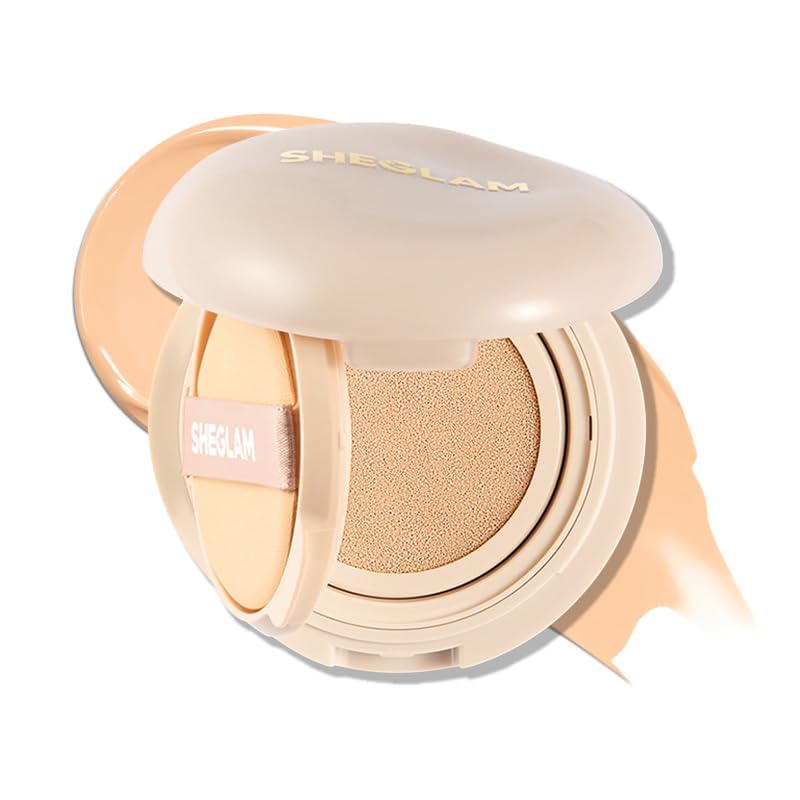 SHEGLAM Lock & Go Long-Lasting Cushion Foundation Soft Matte Weightless Waterproof for Flawless Base Makeup-Sand
