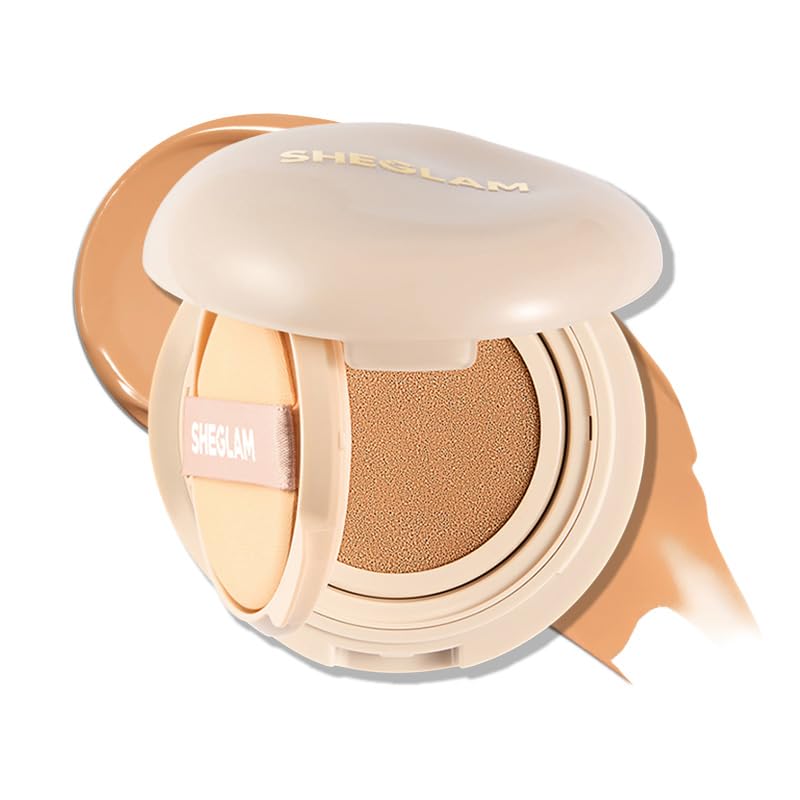 SHEGLAM Lock & Go Long-Lasting Cushion Foundation Soft Matte Weightless Waterproof for Flawless Base Makeup-Sand