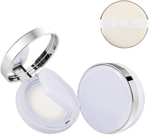 15g 0.5oz Empty Luxurious White Silver Edge Portable Air Cushion Puff Box BB Cream Container Dressing Case with Powder Puff and Mirror