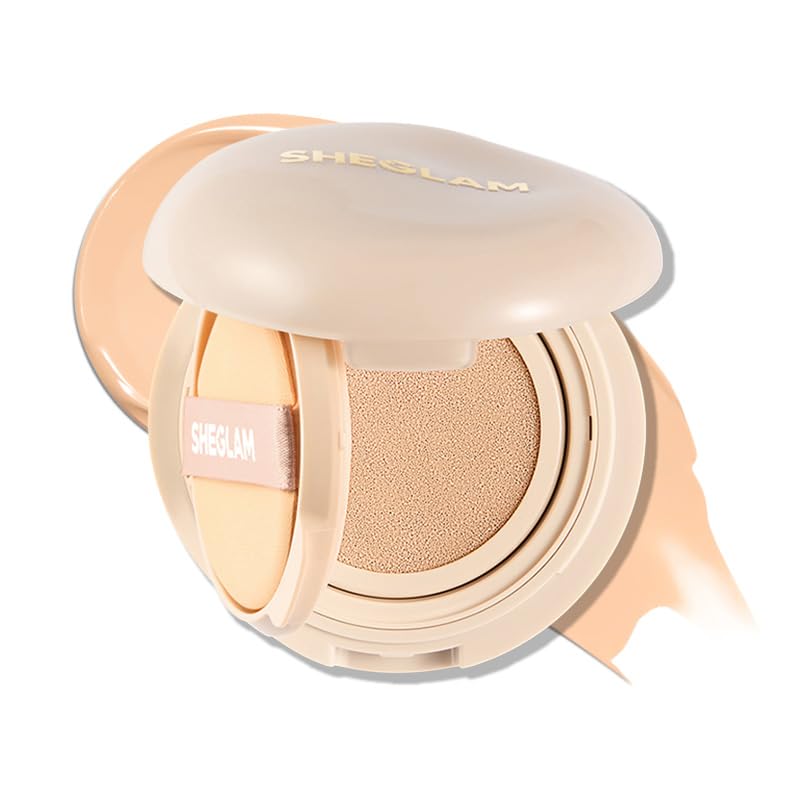 SHEGLAM Lock & Go Long-Lasting Cushion Foundation Soft Matte Weightless Waterproof for Flawless Base Makeup-Sand