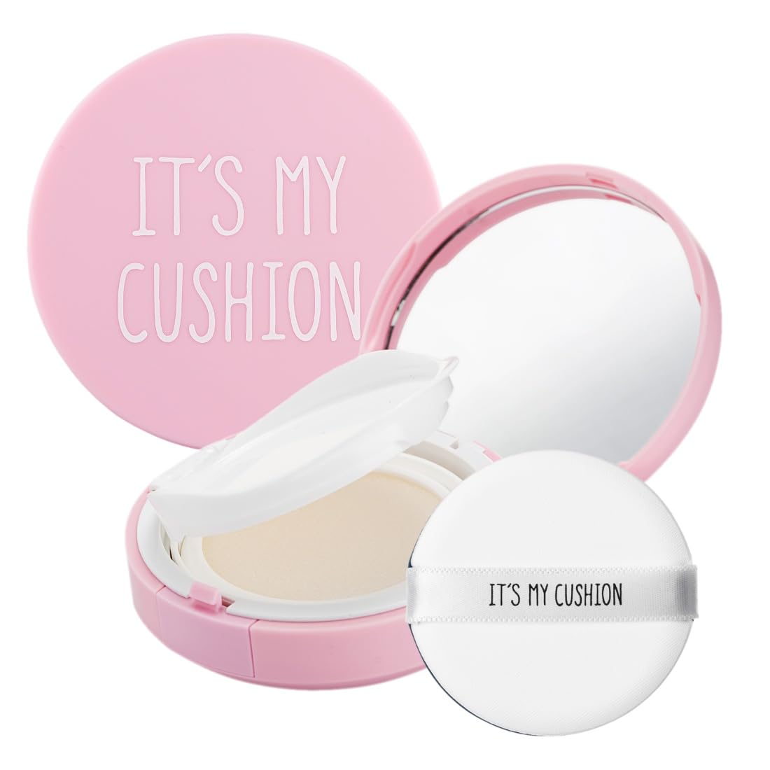 IT'S MY CUSHION Empty Cushion Foundation Compact Case DIY Makeup Portable Refillable Cosmetic Container with Air Puff and Sponge Internal case Mirror BB CC Sun Cream Make Your Own Cosmetic