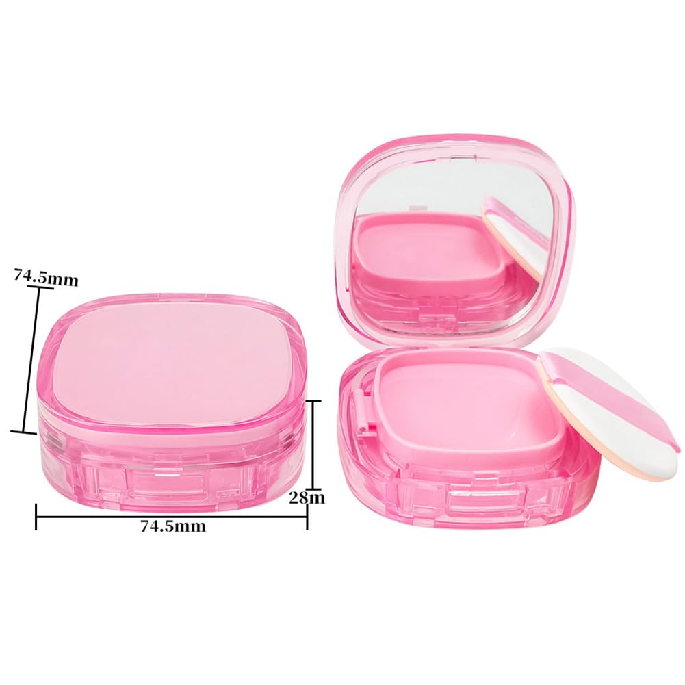10g Portable Air Cushion Case Empty Foundation Container Makeup Puff Box Cushion Puff Case Foundation Puff Box BB Cream Container With Mirror Makeup Holder Travel Cosmetic Cases (Pink)