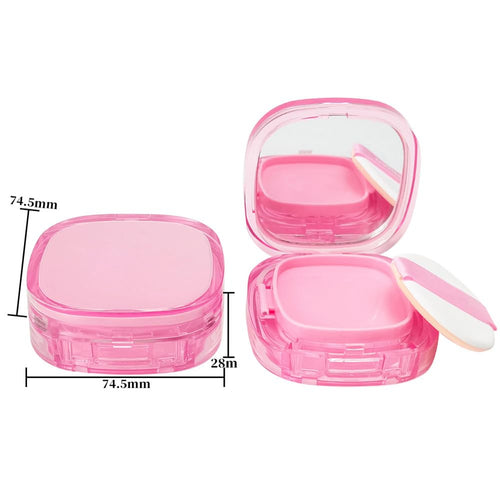 10g Portable Air Cushion Case Empty Foundation Container Makeup Puff Box Cushion Puff Case Foundation Puff Box BB Cream Container With Mirror Makeup Holder Travel Cosmetic Cases (Pink)