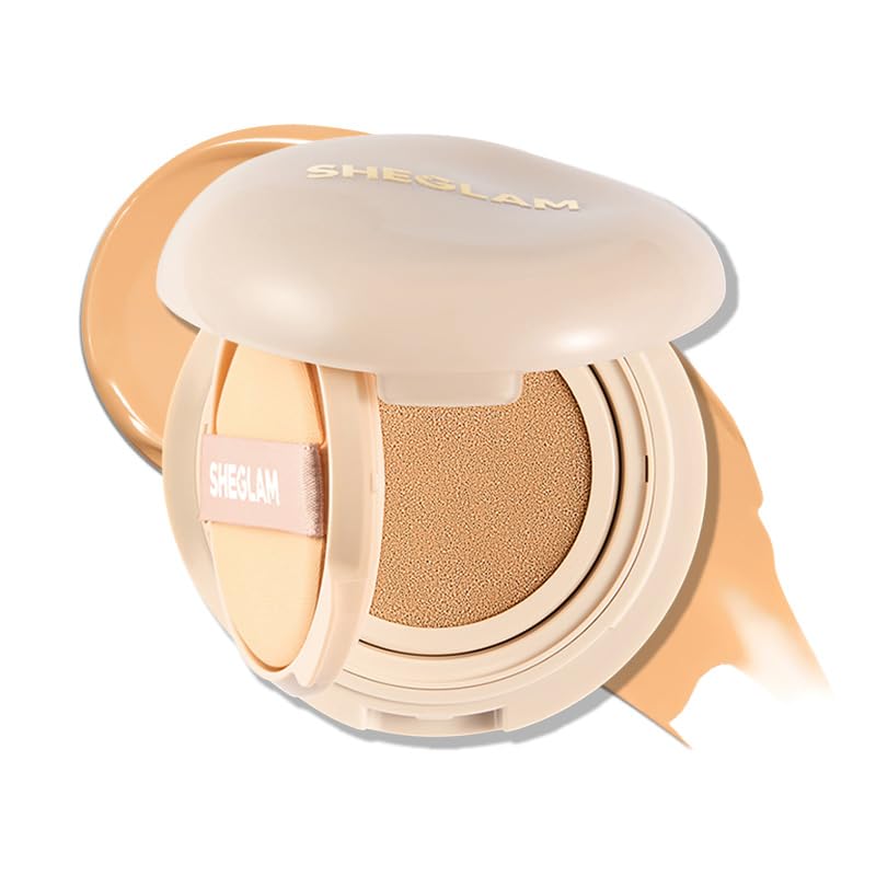 SHEGLAM Lock & Go Long-Lasting Cushion Foundation Soft Matte Weightless Waterproof for Flawless Base Makeup-Sand