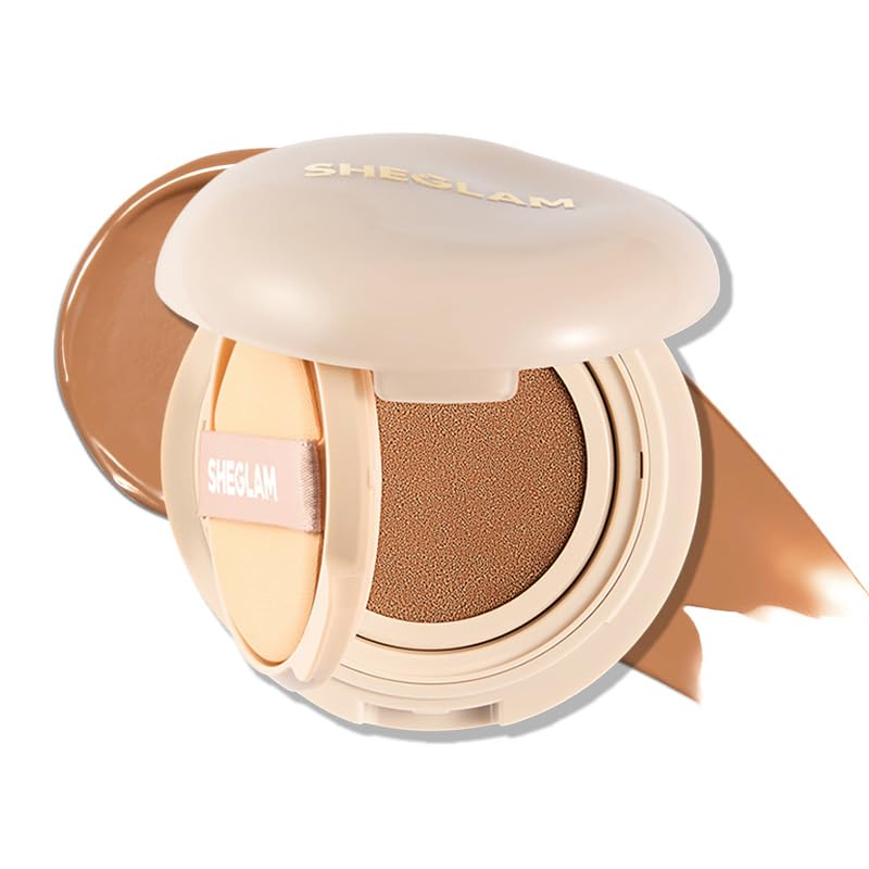 SHEGLAM Lock & Go Long-Lasting Cushion Foundation Soft Matte Weightless Waterproof for Flawless Base Makeup-Sand