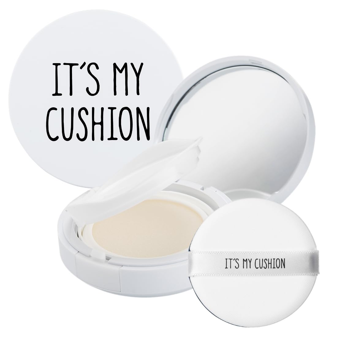 IT'S MY CUSHION Empty Cushion Foundation Compact Case DIY Makeup Portable Refillable Cosmetic Container with Air Puff and Sponge Internal case Mirror BB CC Sun Cream Make Your Own Cosmetic