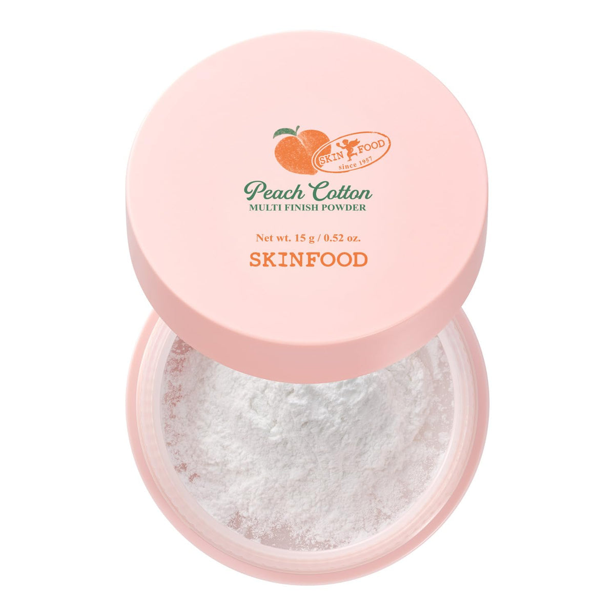 SKINFOOD Peach Cotton Multi Finish Powder 5g - Korean Peach Extract & Calamin Sebum Control Face Powder - Silky Setting Powder - Setting Powder for Oily Skin - Sweet Peach Scent for Soft Skin