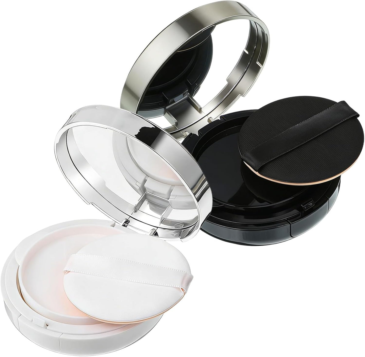 2 Pcs Loose Powder Container with Puff 15g/0.5oz Empty Cushion Foundation Compact Luxurious Cushion Foundation Box Portable DIY Makeup Powder Container with Air Sponge Mirror and Powders Puff