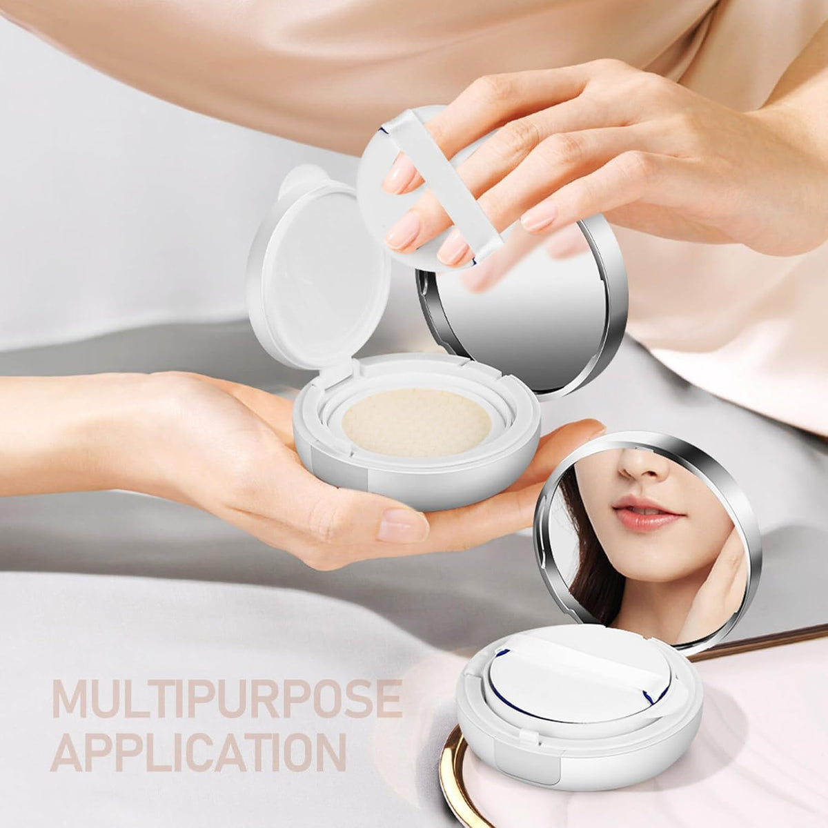 Beaupretty Empty Cushion Compact Case 2 pack Refillable Powder Box with Puff Portable Powder Container for Loose Body Storage Travel and Daily Use