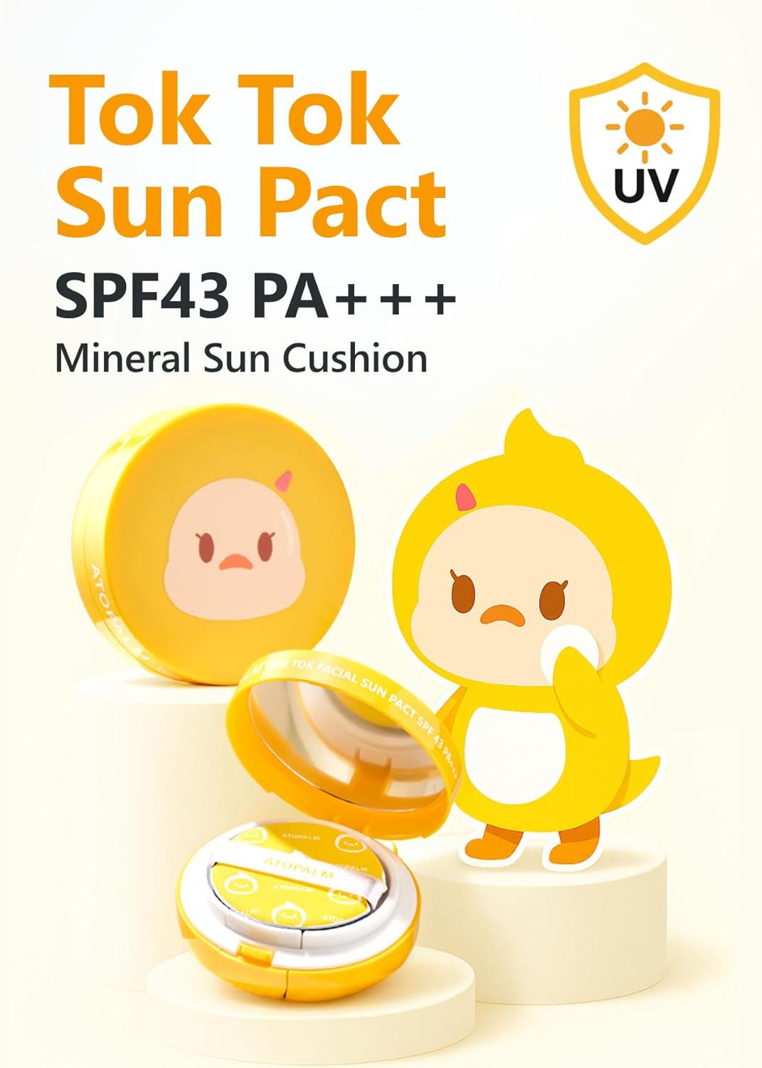 ATOPALM Tok Tok Facial Sun Pact SPF43 PA+++, 0.5 oz (15g)