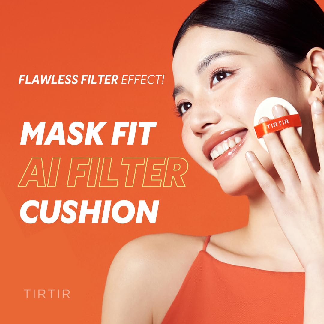 [*Mini Size*] TIRTIR Mask Fit Ai Filter Cushion Foundation | AI-Like Semi-Matte Finish - Up to 72-Hour Medium to Full Coverage Korean BB Cushion Make up Beauty, #21N Ivory, 0.15 Fl Oz