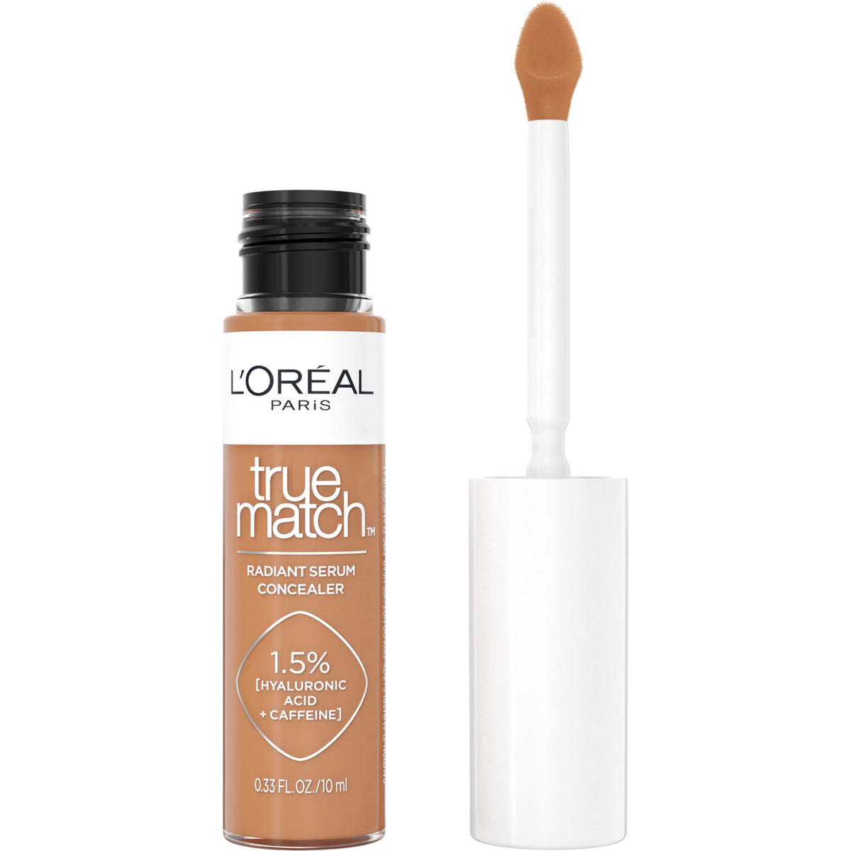 L'Oreal Paris True Match Radiant Serum Concealer, Brightening Under Eye Concealer Make Up with 1.5% Hyaluronic Acid and Caffeine, W3, 0.33 Oz