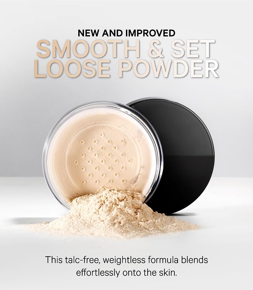Kevyn Aucoin Smooth & Set Loose Powder with Puff: Universal shade, all skin types & tones. Sheer, lightweight, blends well, blurs imperfections, reduces shine. Makeup artist go to for even skin finish