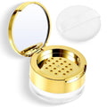 Loose Powder Containers with Puff, 6G Empty Makeup Powder Compact Case, Reusable Travel Powders Container, Plastic Cosmetic Jar with Mirror