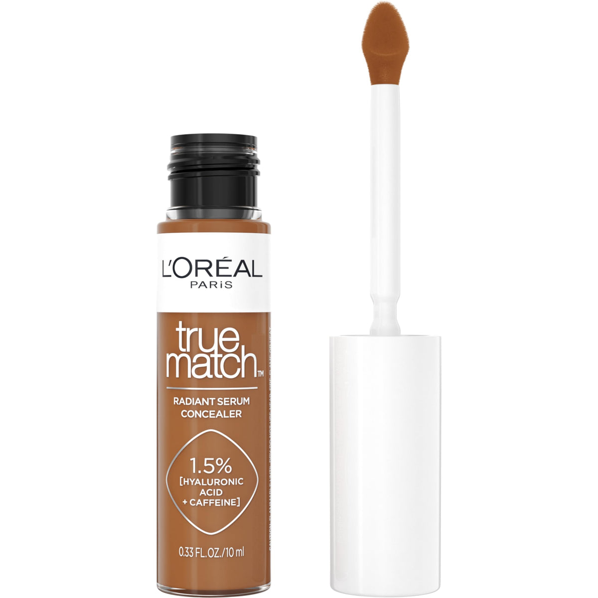 L'Oreal Paris True Match Radiant Serum Concealer, Brightening Under Eye Concealer Make Up with 1.5% Hyaluronic Acid and Caffeine, W3, 0.33 Oz