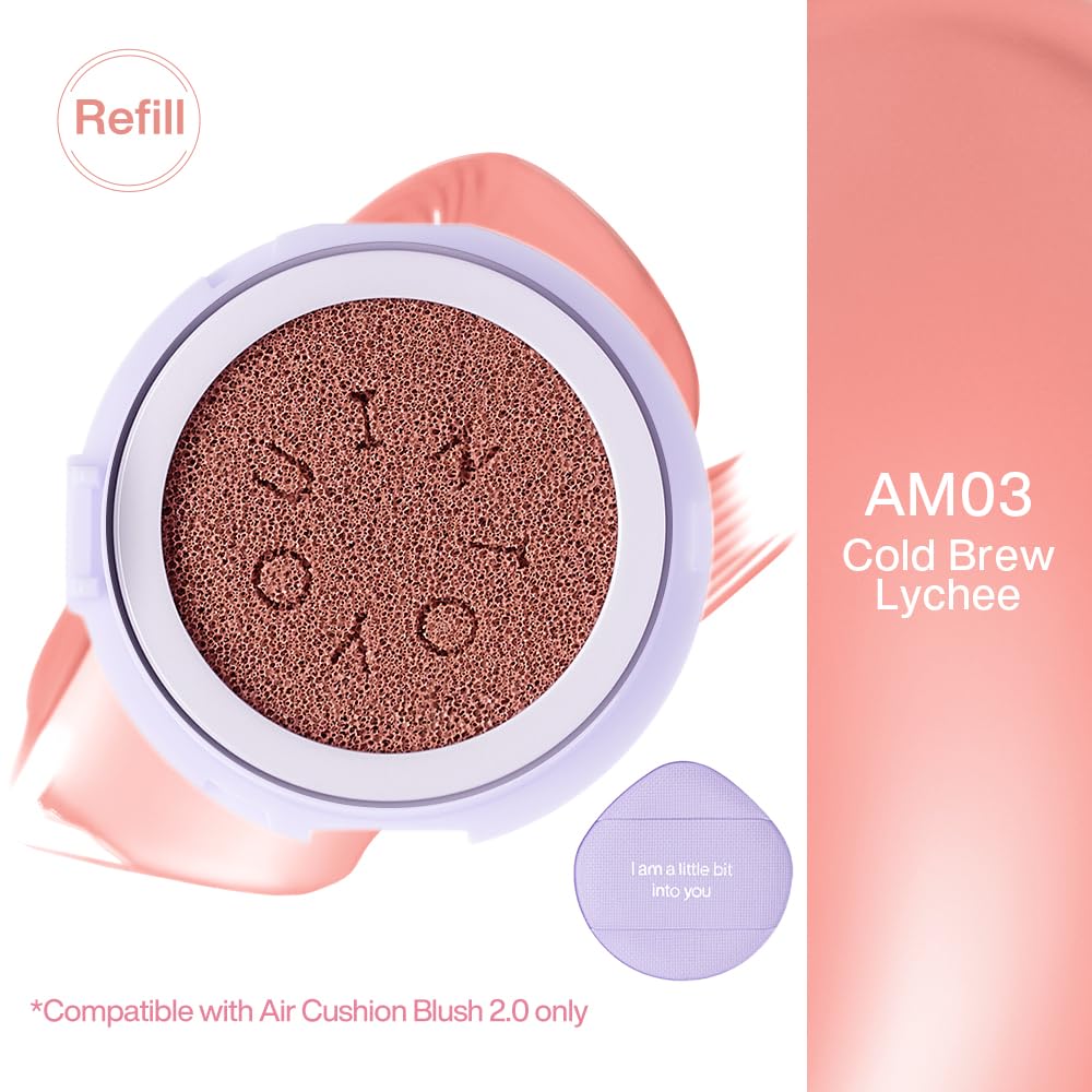 INTO YOU Cushion Blush Refill, Soft Matte Refill Only for Air Cushion Blush (Compact Case Not Included), Buildable and Blendable Cream-Gel Cheek Tint Replacement, Lightweight Blurring Face Blush, AM03