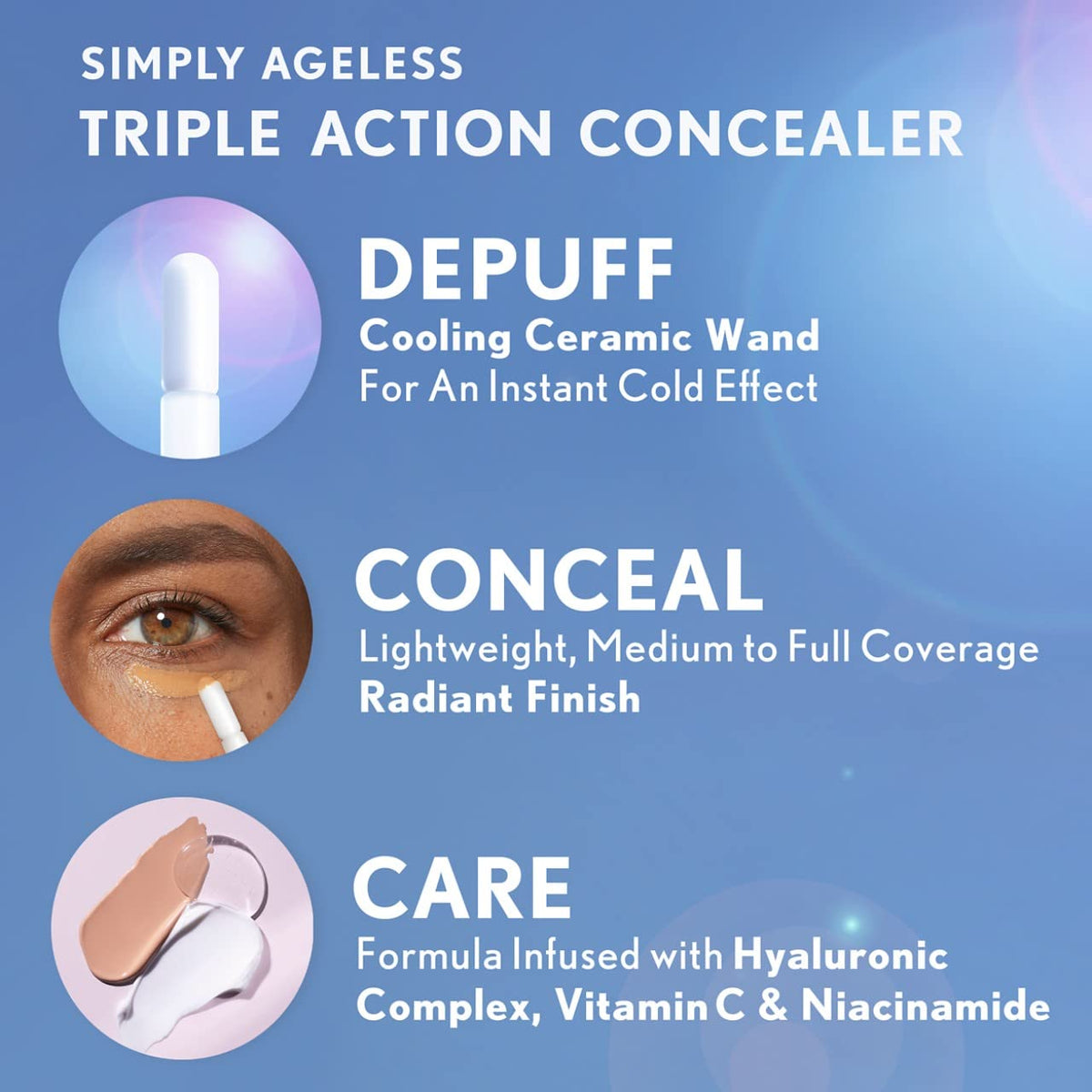 COVERGIRL Simply Ageless Triple Action Concealer, Classic Ivory, Pack of 1
