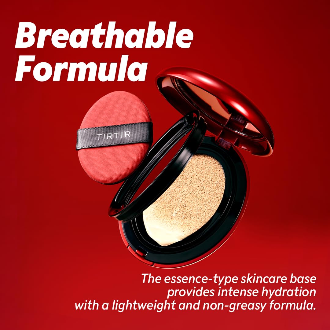 [*Mini Size*] TIRTIR Mask Fit Red Cushion Foundation | Full coverage, Weightless, Skin fit, Satin Glow Finish, Korean Makeup BB Foundation, beauty, Tattoo cover up, Buildable (#23N Sand / 0.15 Fl Oz)