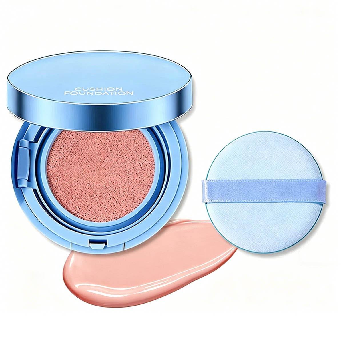 Cushion Foundation Natural Radiant Glow, Skin-Like Finish Buildable Medium-to-High Coverage with Hydrating Formula, Lightweight Dewy Cushion Compact for All-Day Wear Oxidation-Resistant (02# Natural)