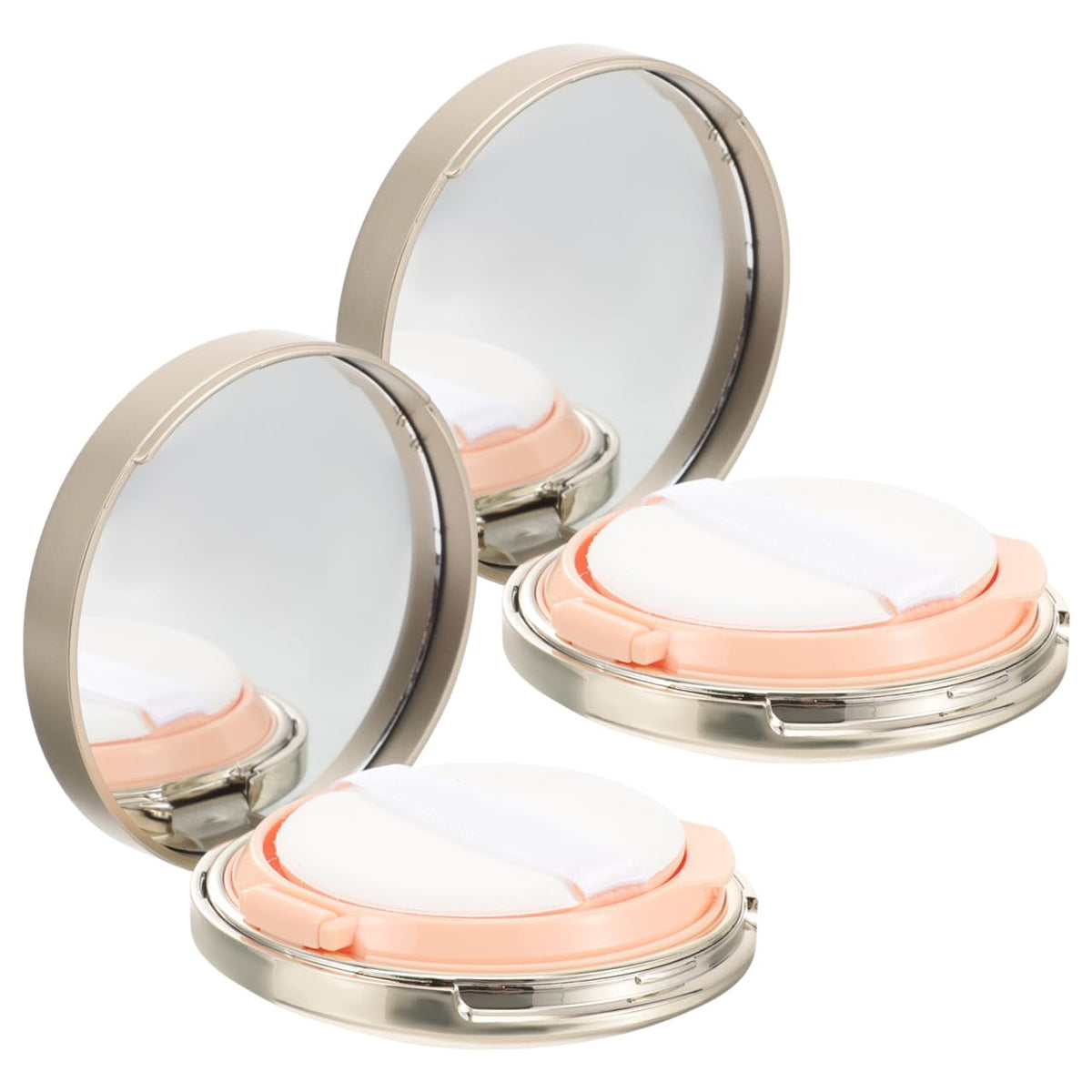 Mikinona 2 Pcs Ultra-thin Empty Cushion Foundation Box with Mirror, Portable Refillable Compact Powder Container, Small Powder Puff Case for Travel and Daily Use