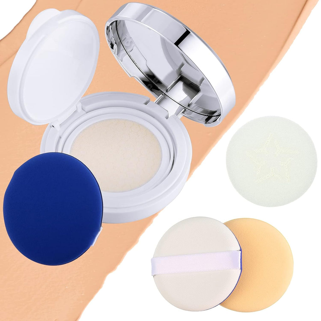 Patelai 7 Pcs Silver Empty Cushion Compact with Mirror 0.5oz