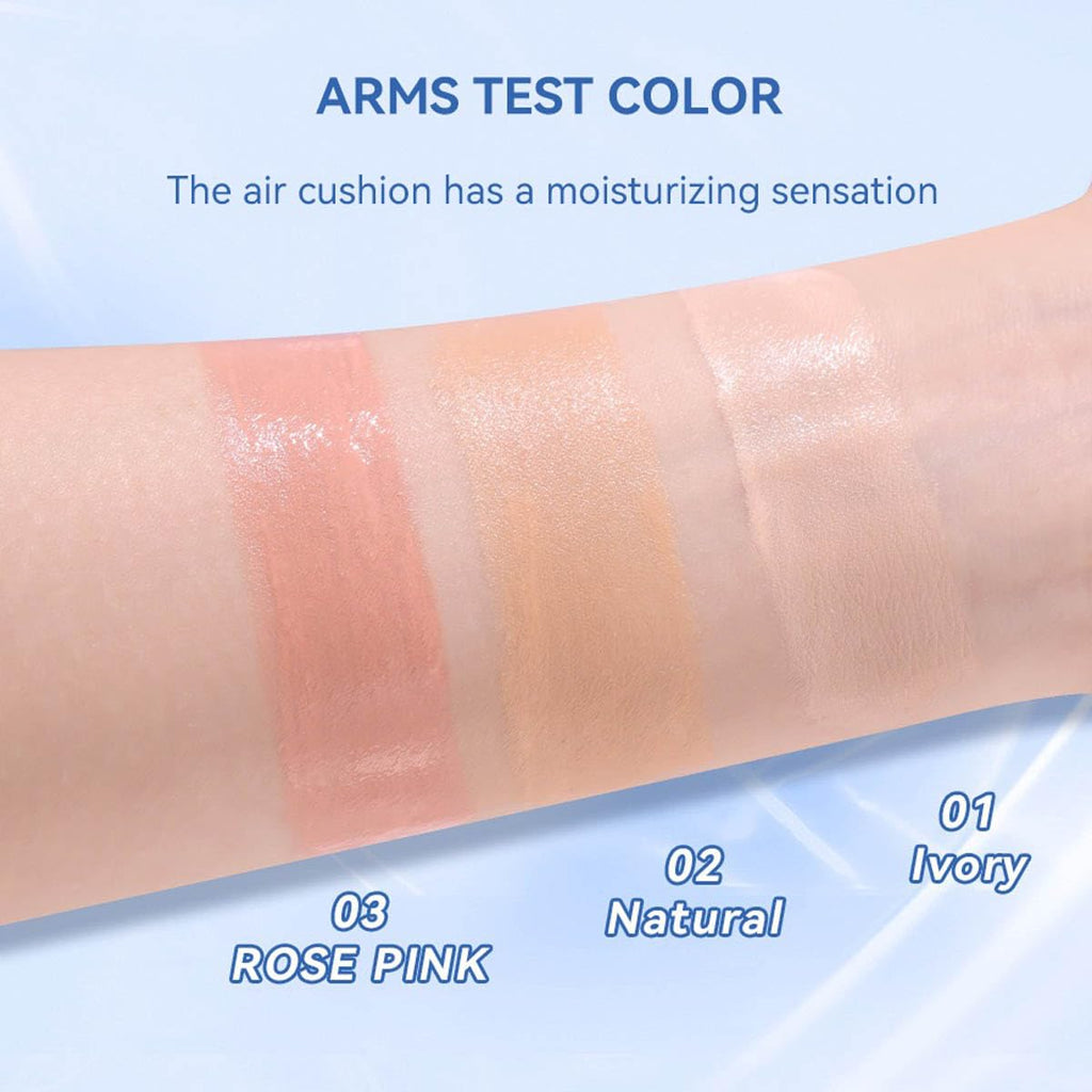 Cushion Foundation Natural Radiant Glow, Skin-Like Finish Buildable Medium-to-High Coverage with Hydrating Formula, Lightweight Dewy Cushion Compact for All-Day Wear Oxidation-Resistant (02# Natural)
