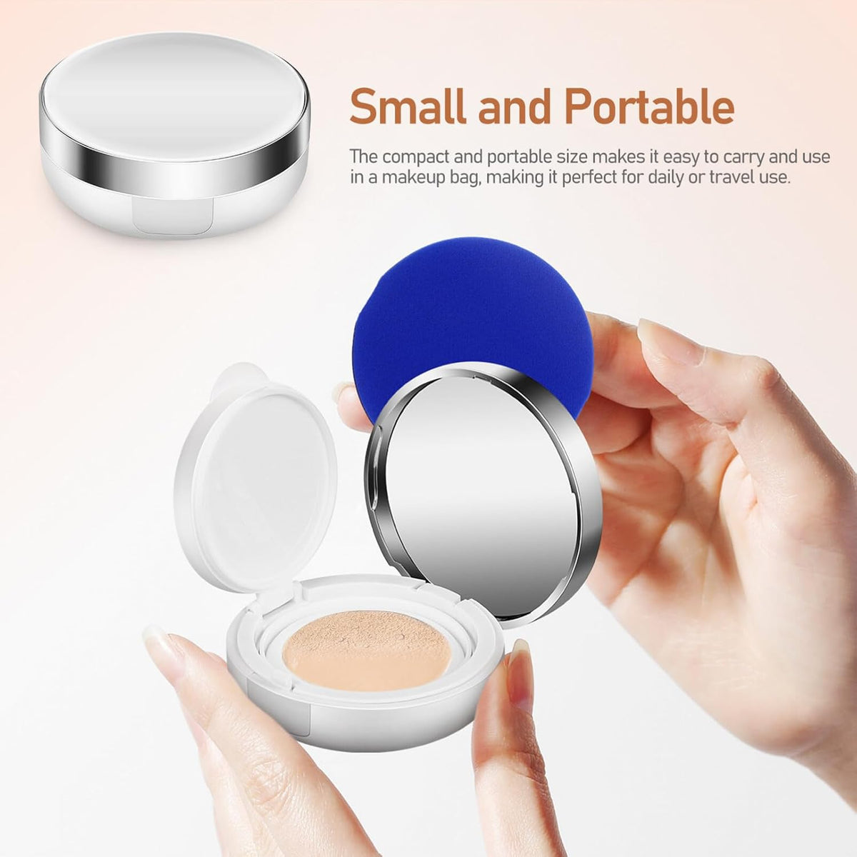 Beaupretty Empty Cushion Compact Case 2 pack Refillable Powder Box with Puff Portable Powder Container for Loose Body Storage Travel and Daily Use