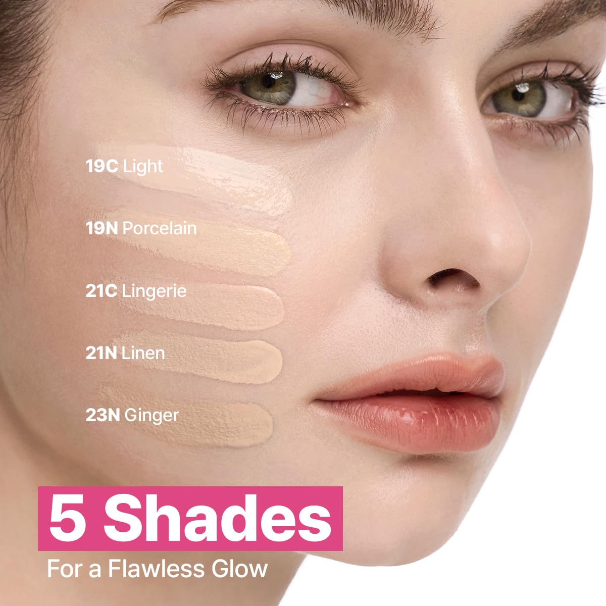 CLIO Kill Cover Mesh Glow Essential Cushion Foundation, Buildable Ultra-Fit Coverage with Glow Finish, Long-Lasting Hydration, Flawless Cover for Sensitive & Dry Skin, Korean Foundation (23N GINGER)