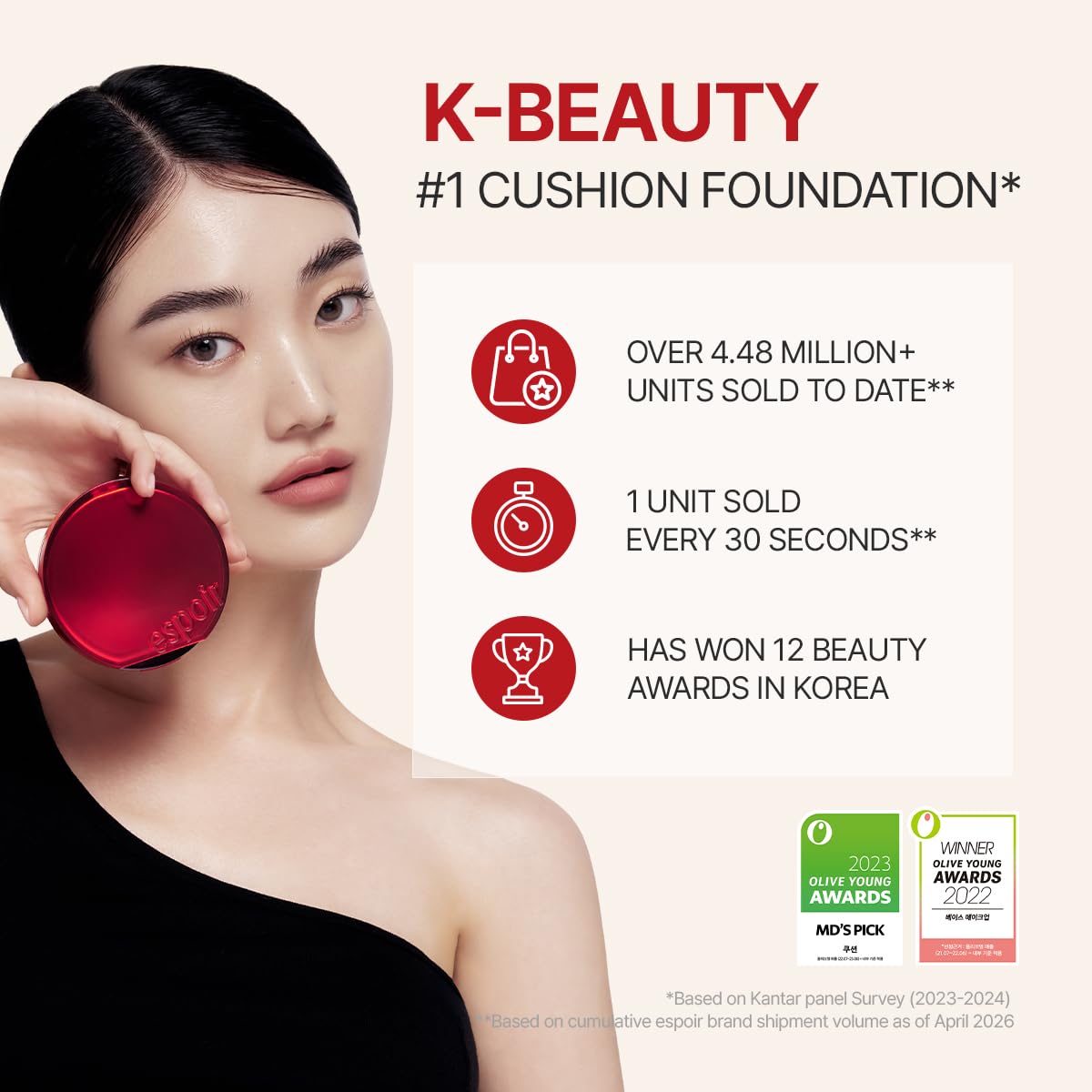 ESPOIR Be Velvet Cushion Foundation #21 Ivory | Quick and Easy Coverage with Long-lasting Color by Zero Oxidation, Velvety Smooth Finish & Lightweight Formula, Vegan, Korean Makeup, 0.46 oz