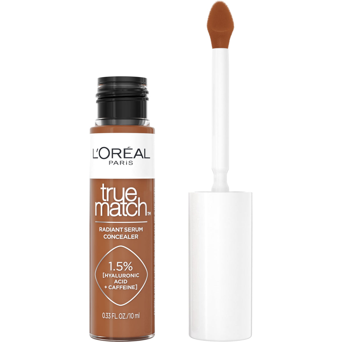 L'Oreal Paris True Match Radiant Serum Concealer, Brightening Under Eye Concealer Make Up with 1.5% Hyaluronic Acid and Caffeine, W3, 0.33 Oz