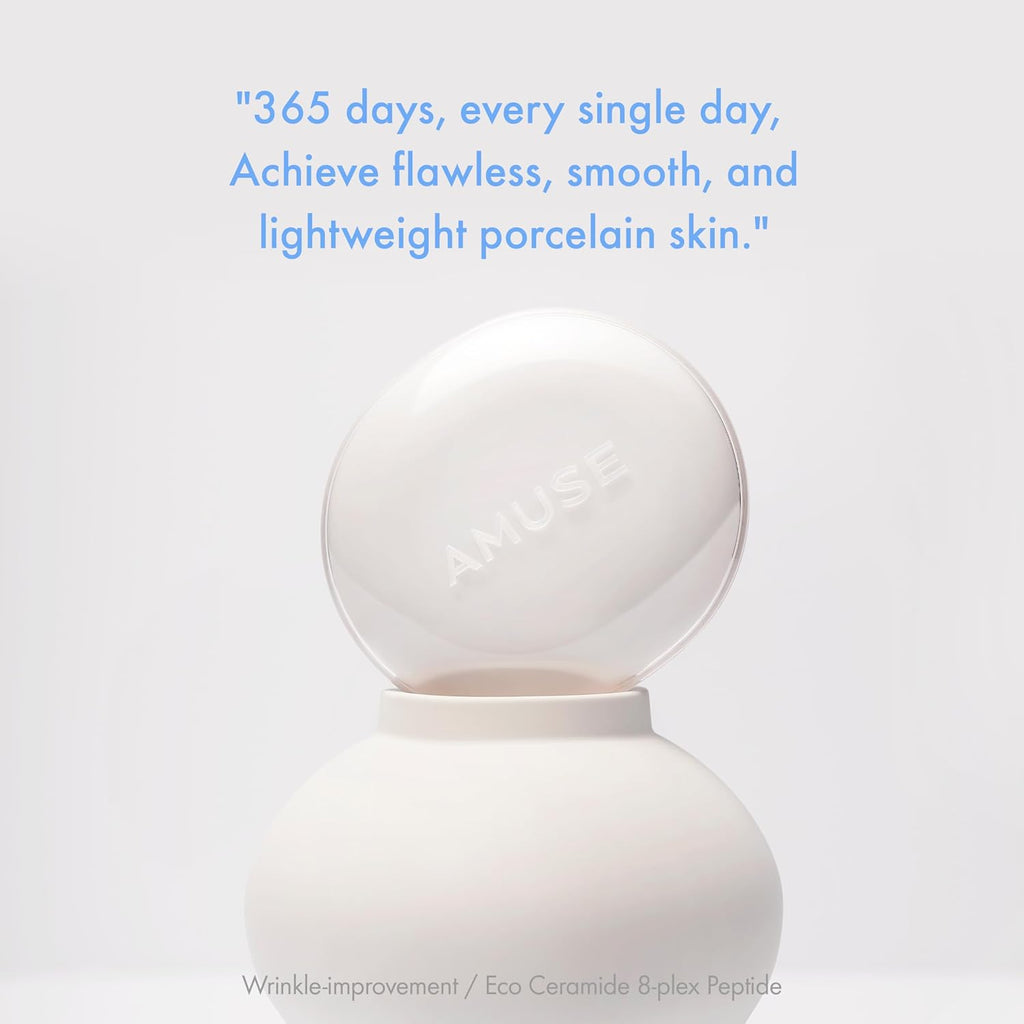 AMUSE SEOUL Ceramic Skin Perfector Cushion Foundation Refill (1.5 NATURAL REFILL) - Flawless Coverage, Semi Matte Glow, Long Lasting, Lightweight Satin Finish, Vegan, Korean Beauty Makeup (15g)