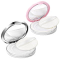 2 Pcs Loose Powder Container with Puff 0.17/0.7 oz Refillable Empty Compact Makeup Powder Travel Containers Case Portable Cushion Puff and Container with Mirror and Elasticated Net Sifter