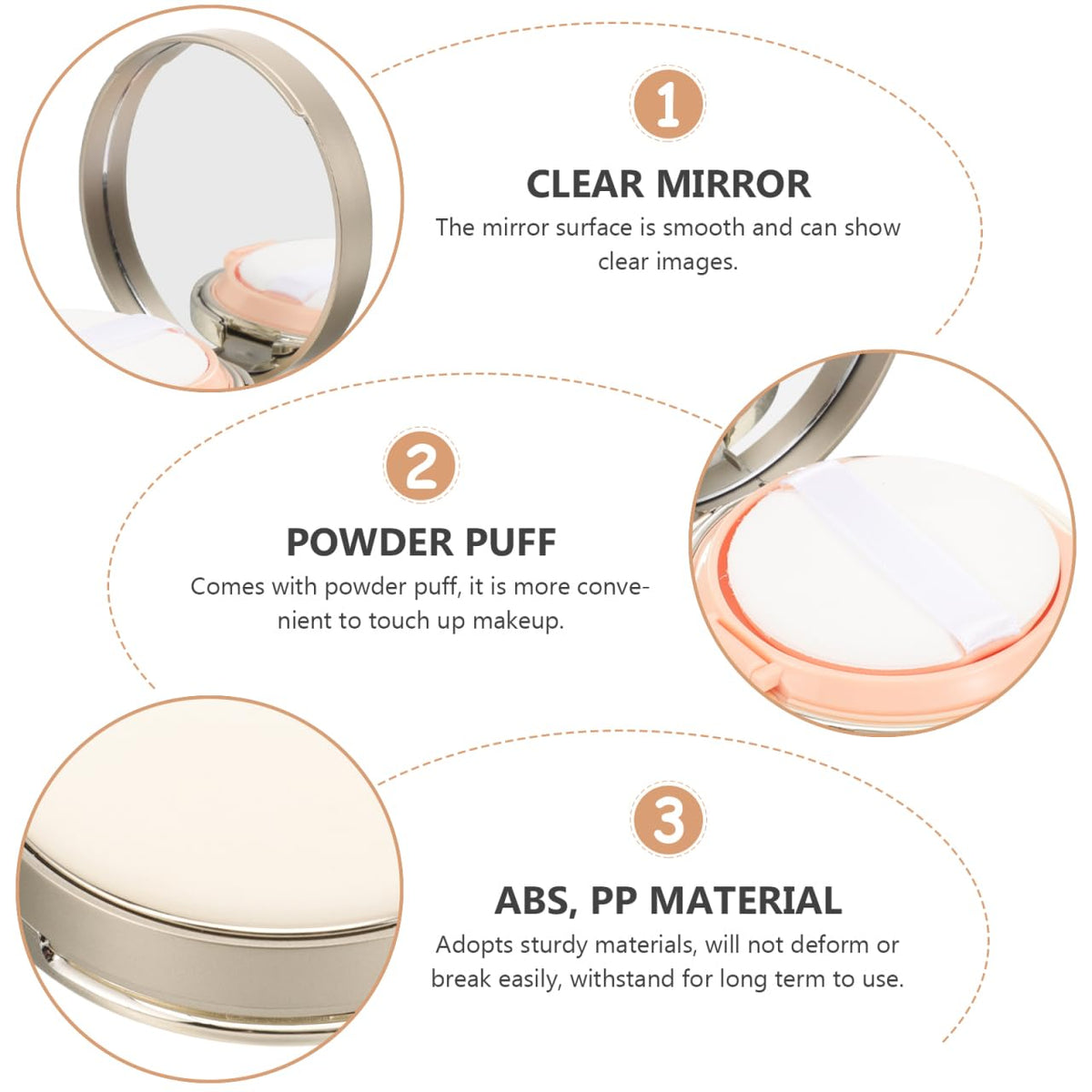 Mikinona 2 Pcs Ultra-thin Empty Cushion Foundation Box with Mirror, Portable Refillable Compact Powder Container, Small Powder Puff Case for Travel and Daily Use