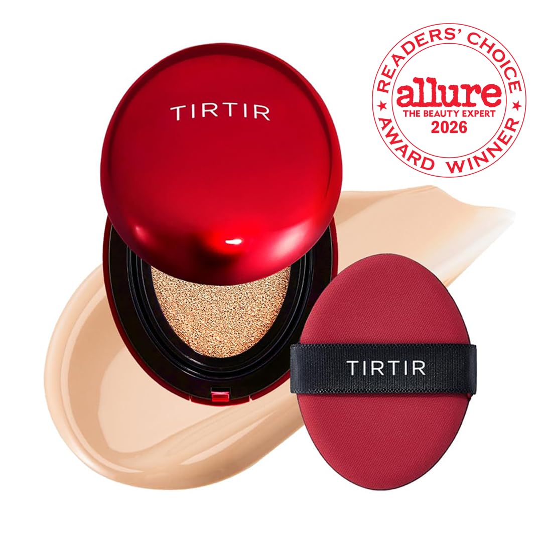 [*Mini Size*] TIRTIR Mask Fit Red Cushion Foundation | Full coverage, Weightless, Skin fit, Satin Glow Finish, Korean Makeup BB Foundation, beauty, Tattoo cover up, Buildable (#21N Ivory, 0.15 Fl Oz)