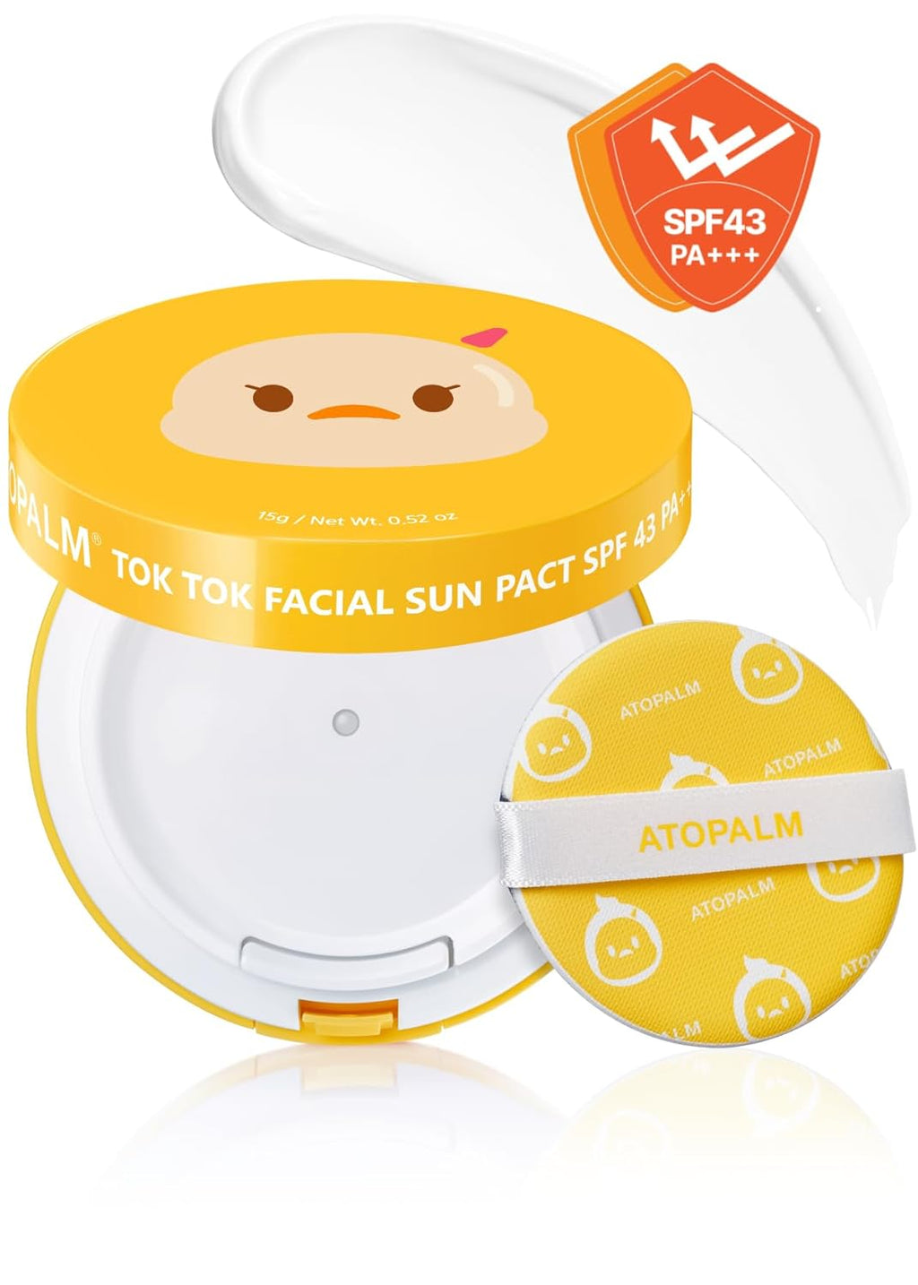 ATOPALM Tok Tok Facial Sun Pact SPF43 PA+++, 0.5 oz (15g)