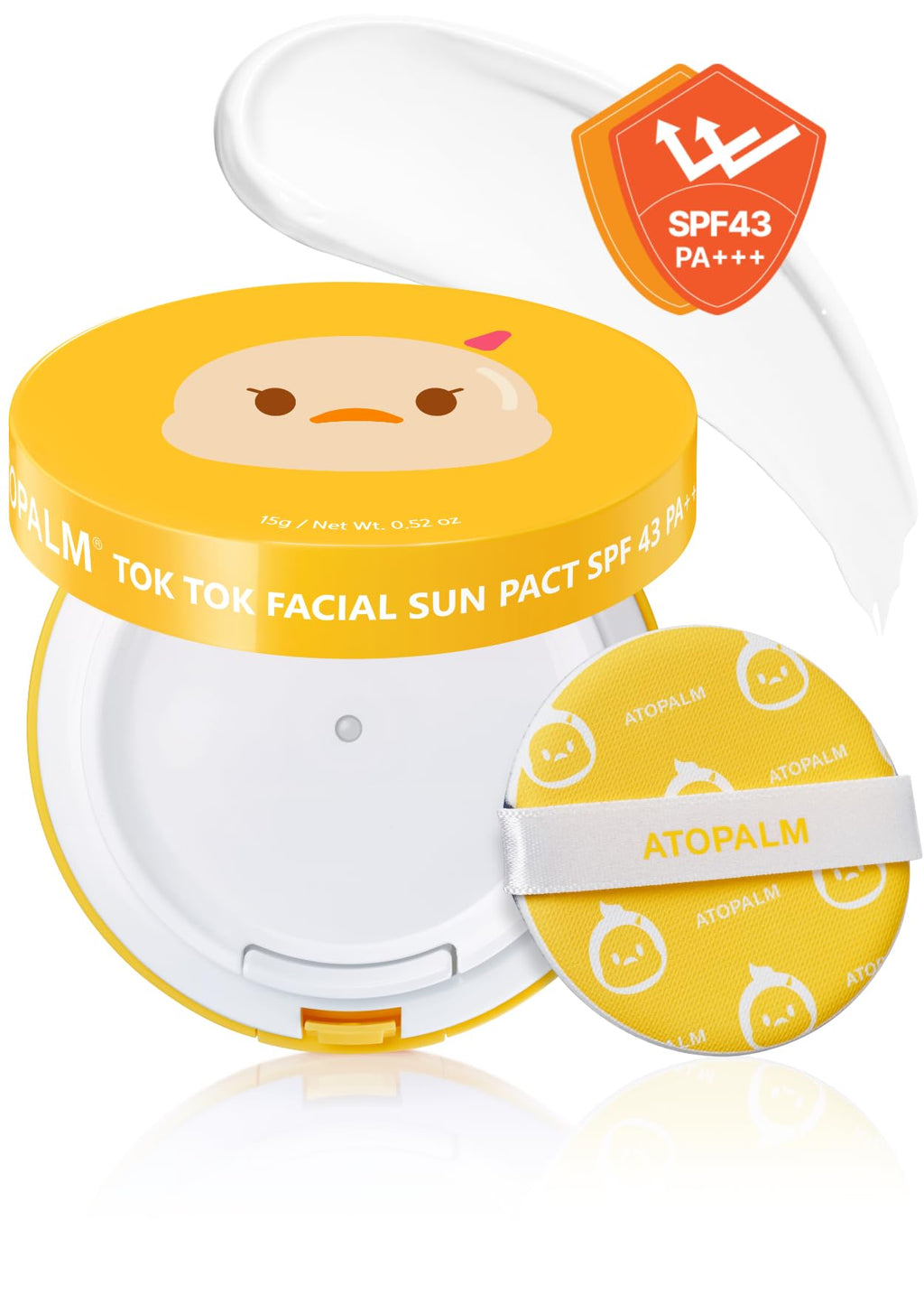 ATOPALM Tok Tok Facial Sun Pact SPF43 PA+++, 0.5 oz (15g)
