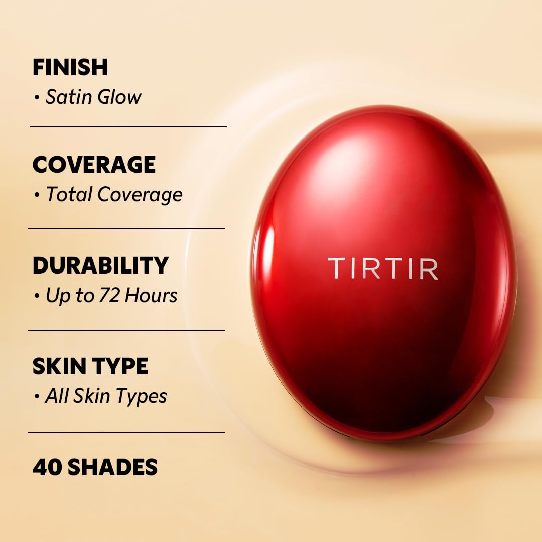 [*Mini Size*] TIRTIR Mask Fit Red Cushion Foundation | Full coverage, Weightless, Skin fit, Satin Glow Finish, Korean Makeup BB Foundation, beauty, Tattoo cover up, Buildable (#23N Sand / 0.15 Fl Oz)