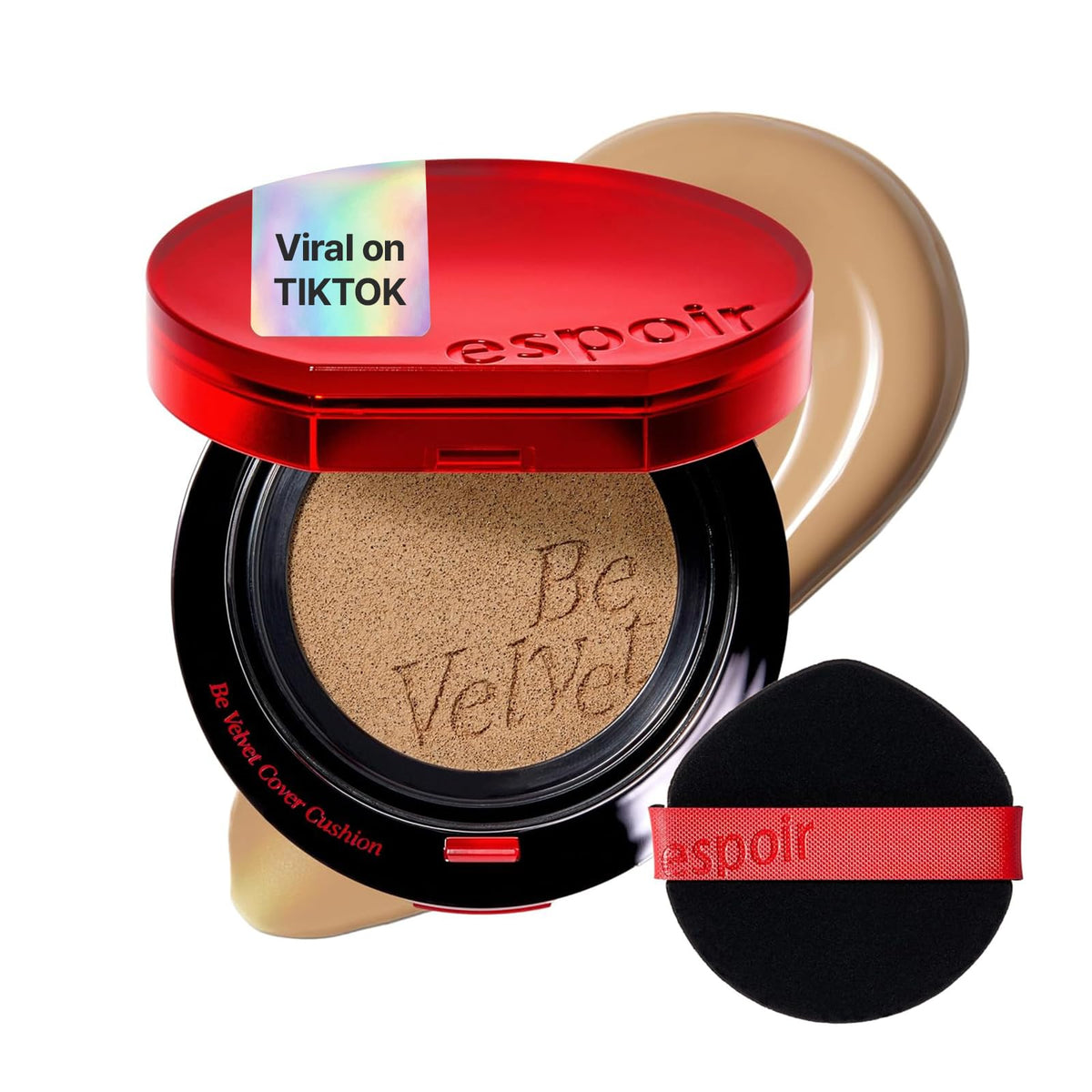 ESPOIR Be Velvet Cushion Foundation #21 Ivory | Quick and Easy Coverage with Long-lasting Color by Zero Oxidation, Velvety Smooth Finish & Lightweight Formula, Vegan, Korean Makeup, 0.46 oz